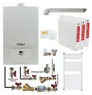 Pachet apartament cu 2 camere, Centrala termica in condensatie Vaillant ecoTEC Pure VUW 236/7-2, 23 kw, murala, afisaj digital, schimbator caldura inox, kit de evacuare, calorifere otel, termostat si fitinguri montaj