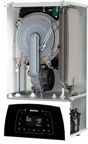 Pachet apartament cu o camera, centrala termica Motan Condens Plus 100 25 kW, condensatie, hidrobloc bronz, raport modulare 1:10, termostat Salus IT 500, kit evacuare inclus, calorifere otel, kit armaturi centrala, robineti calorifer