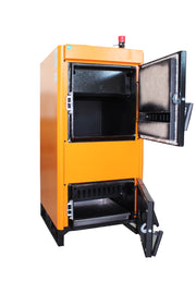 Pachet Centrala pe combustibil solid Fiama W 35 kW, Cos inox, Calorifere aluminiu Fornello Alvo, Boiler Termoelectric, Vas Expansune, Pompa si Fitinguri Montaj