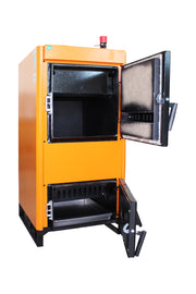 Pachet Centrala pe combustibil solid Fiama W 45 kW, Cos inox, Calorifere aluminiu Fornello Alvo, Boiler Termoelectric, Vas Expansune, Pompa si Fitinguri Montaj