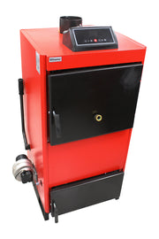 Pachet Centrala pe combustibil solid Fiama D2-40 Putere 46 kW, cu Ventilator si Automatizare, Cos inox, Boiler Termoelectric, Pompa, Vas Expansiune si Fitinguri