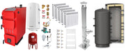 Pachet Cazan (centrala) pe combustibil solid, (lemn, carbune), Fornello Praktik 25 kW, Puffer 800 litri, Cos Inox, Calorifere Aluminiu Forenllo Alvo, Boiler, Vas Expansiune, Pompa, Fitinguri Montaj