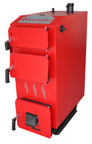 Pachet Cazan (centrala) pe combustibil solid, (lemn, carbune), Fornello Praktik 30 kW, Boiler, Vas Expansiune, Pompa, Fitinguri Montaj