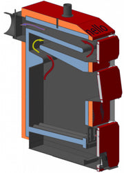 Pachet Cazan (centrala) pe combustibil solid, (lemn, carbune), Fornello Praktik 30 kW, Calorifere Aluminiu Fornello Alvo, Boiler, Vas Expansiune, Pompa, Fitinguri Montaj