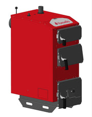 Pachet Cazan (centrala) pe combustibil solid, (lemn, carbune), Fornello Praktik 30 kW, Cos Inox, Calorifere Aluminiu Fornello Alvo, Boiler, Vas Expansiune, Pompa, Fitinguri Montaj