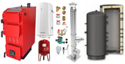 Pachet Cazan (centrala) pe combustibil solid, (lemn, carbune), Fornello Praktik 30 kW, Puffer 1000 litri, Cos Inox, Boiler, Vas Expansiune, Pompa, Fitinguri Montaj