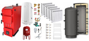 Pachet Cazan (centrala) pe combustibil solid, (lemn, carbune), Fornello Praktik 30 kW, Puffer 1000 litri, Calorifere Aluminiu Fornello Alvo, Boiler, Vas Expansiune, Pompa, Fitinguri Montaj