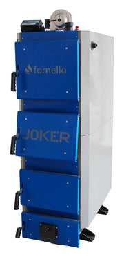 Pachet Cazan (centrala) pe combustibil solid, (lemn, carbune), Fornello Joker 42 kW, Puffer 1000 litri, Cos Inox, Boiler, Vas Expansiune, Pompa, Fitinguri Montaj