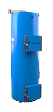 Pachet Cazan (centrala) pe combustibil solid, (lemn, carbune), tip lumanare Fornello TURBO 25 kW, Boiler, Vas Expansiune, Pompa, Fitinguri Montaj