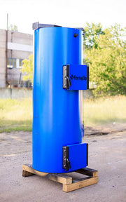 Pachet Cazan (centrala) pe combustibil solid tip lumanare Fornello Turbo 25 kW, Radiatoare Otel, Boiler, Vas Expansiune, Pompa, Fitinguri Montaj