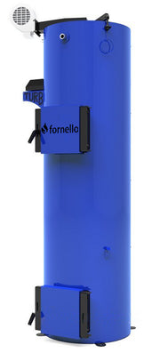Pachet Cazan (centrala) pe combustibil solid tip lumanare Fornello Turbo 25 kW, Radiatoare Otel, Boiler, Vas Expansiune, Pompa, Fitinguri Montaj