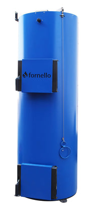 Pachet Cazan (centrala) pe combustibil solid tip lumanare Fornello Turbo 25 kW, Radiatoare Otel, Boiler, Vas Expansiune, Pompa, Fitinguri Montaj