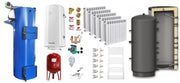 Pachet Cazan (centrala) pe combustibil solid tip lumanare Fornello Turbo 25 kW, Puffer 800 litri, Calorifere Aluminiu Fornello Alvo, Boiler, Vas Expansiune, Pompa, Fitinguri Montaj