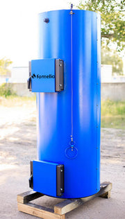 Pachet Cazan (centrala) pe combustibil solid tip lumanare Fornello Turbo 35 kW, Puffer 800 litri, Radiatoare Otel, Boiler, Vas Expansiune, Pompa, Fitinguri Montaj