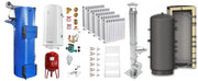 Pachet Cazan (centrala) pe combustibil solid tip lumanare Fornello Turbo 50 kW, Puffer 800 litri, Cos Inox, Calorifere Aluminiu Fornello Alvo, Boiler, Vas Expansiune, Pompa, Fitinguri Montaj