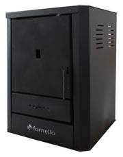 Pachet Cazan (centrala) pe lemne, brichete si carbune Fornello Rimini Black 18 kW, Radiatoare Otel, Cos Inox, Kit evacuare interior, Boiler Termoelectric, Vas Expansune, Pompa si Fitinguri Montaj