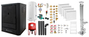 Pachet Cazan (centrala) pe lemne, brichete si carbune Fornello Rimini Black 18 kW, Cos Inox, Kit evacuare interior, Calorifere aluminiu, Boiler Termoelectric, Vas Expansune, Pompa si Fitinguri Montaj