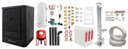 Pachet Cazan (centrala) pe lemne, brichete si carbune Fornello Rimini Black 18 kW, Teava, Radiatoare Otel, Cos Inox, Kit evacuare interior, Boiler Termoelectric, Vas Expansune, Pompa si Fitinguri Montaj