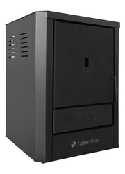 Pachet Cazan (centrala) pe lemne, brichete si carbune Fornello Rimini Black 18 kW, Radiatoare Otel, Teava PPR si Fitinguri Montaj, Boiler Termoelectric, Vas Expansune, Pompa, Kit Evacuare