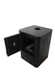 Pachet Cazan (centrala) pe lemne, brichete si carbune Fornello Rimini Black 18 kW, Radiatoare Otel, Teava PPR si Fitinguri Montaj, Boiler Termoelectric, Vas Expansune, Pompa, Kit Evacuare