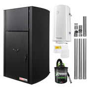 Pachet Centrala pe peleti Fornello Fiama Confort B 25 kw, complet echipata pentru incalzire, Pompa, Vas expansiune, Automatizare, Boiler 100 litri, Termostat Radio Comanda Salus 091FLRFV2, Aspirator Cenusa si Kit evacuare 3.5 ml