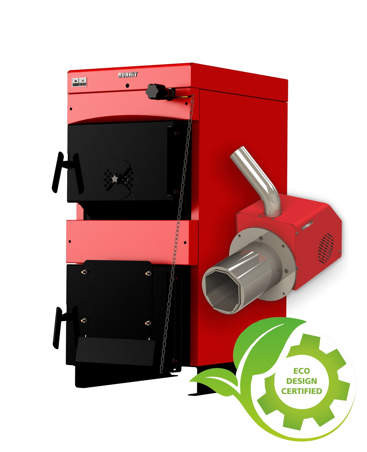 Pachet Centrala mixta combustibil solid si peleti Burnit NWB MAX 55 kW si Arzator pe peleti Pell Eco 35 kW, boiler Fornello 100 l, pompa 25-60, vas expansiune, supapa, aerisitor, termostat de contact, vana 3 cai, cos inox diametru 200 mm dublu perete