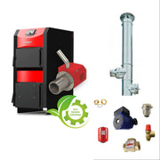 Pachet Centrala mixta combustibil solid si peleti Burnit NWB PRIME 30 kW si Arzator peleti Pell Eco 35 kW, ventilator, automatizare, flansa arzator, serpentina de racire, cos de fum 6 m dn 200, pompa, vas expansiune, supapa, aerisitor, vana 3 cai