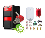 Pachet Centrala mixta combustibil solid si peleti Burnit NWB PRIME 40 kW si Arzator pe peleti Pell Eco 35 kW, ventilator si automatizare, serpentina racire, flansa arzator, pompa circulatie 25-60, vas expansiune 50 l, boiler termoelectric Fornello 10