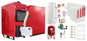 Pachet Centrala Mixta Lemn si Peleti Fornello Eco Energy WB 25 kW, Radiatoare Otel, Boiler termoelectric, Vas expansiune, Pompa, Arzator Fornello B-HOME 34 kW cu snec B-MAX, Buncar peleti 280 kg si fitinguri montaj