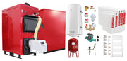Pachet Centrala Mixta Lemn si Peleti Fornello Eco Energy WB 35 kW, Radiatoare Otel, Boiler termoelectric, Vas expansiune, Pompa, Arzator Fornello B-HOME 34 kW cu snec B-MAX, Buncar peleti 280 kg si fitinguri montaj