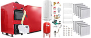 Pachet Centrala Mixta Lemn si Peleti Fornello Eco Energy WB 40 kW, Calorifere Aluminiu Fornello Alvo, Boiler termoelectric, Vas expansiune, Pompa, Arzator Fornello B-HOME 34 kW cu snec B-MAX, Buncar peleti 280 kg si fitinguri montaj