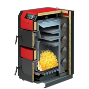Pachet centrala mixta combustibil solid si peleti Sunsystem Burnit NWB PRIME 90 kw, cu ventilator, automatizare, si arzator Peleti Pell Eco 70 kw, snec, aprindere automata