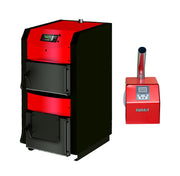 Pachet centrala mixta combustibil solid si peleti Sunsystem Burnit NWB PRIME 70 kw, cu ventilator, automatizare, si arzator Peleti Pell Eco 70 kw, snec, aprindere automata