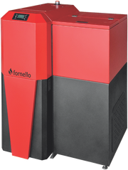 Pachet Centrala mixta Lemn/Pelet Fornello Tera 28 kW, calorifere otel, boiler, termostat, aspirator, pompa, vas expansiune, fitinguri, aprindere automanta la peleti, buncar peleti 95 kg, creuzet fonta, curatarea facila, pentru 180 mp