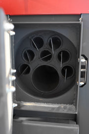 Pachet Centrala mixta Lemn/Pelet Fornello Tera 28 kW, boiler de sol, calorifere aluminiu, termostat, aspirator, pompa, vas expansiune, fitinguri, aprindere automanta la peleti, buncar peleti 95 kg, creuzet fonta, pentru 180 mp