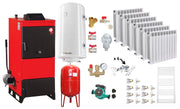 Pachet Centrala pe combustibil solid Fiama D2-40 Putere 46 kW, cu Ventilator si Automatizare, Calorifere Aluminiu Fornello Alvo, Boiler Termoelectric, Pompa, Vas Expansiune si Fitinguri