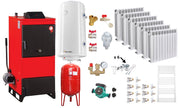 Pachet Centrala pe combustibil solid Fiama D2-60 Putere 70 kW, cu Ventilator si Automatizare, Calorifere aluminiu Fornello Alvo, Boiler Termoelectric, Pompa, Vas Expansiune si Fitinguri