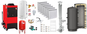 Pachet Centrala pe combustibil solid Fiama D2-60 Putere 70 kW, cu Ventilator si Automatizare, Puffer 1000 litri, Cos Inox, Calorifere aluminiu Fornello Alvo, Boiler Termoelectric, Pompa, Vas Expansiune si Fitinguri