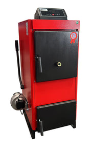 Pachet Centrala pe combustibil solid Fiama D2-25 Putere 29 kW, cu Ventilator si Automatizare, Puffer 800 litri, Radiatoare Otel, Boiler Termoelectric, Pompa, Vas Expansiune si Fitinguri