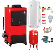 Pachet Centrala pe combustibil solid Fiama D2-40 Putere 46 kW, cu Ventilator si Automatizare, Boiler Termoelectric, Pompa, Vas Expansiune si Fitinguri