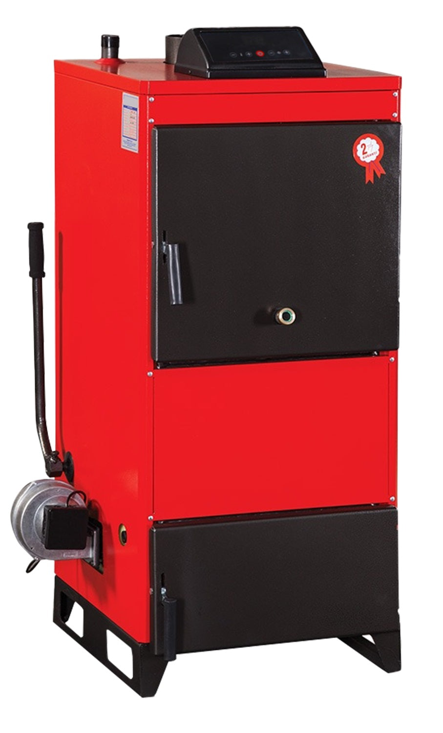 Pachet Centrala pe combustibil solid Fiama D2-40 Putere 46 kW, cu Ventilator si Automatizare, Puffer 1000 litri, Cos inox, Radiatoare Otel, Boiler Termoelectric, Pompa, Vas Expansiune si Fitinguri