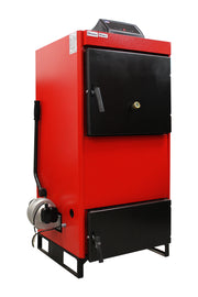 Pachet Centrala pe combustibil solid Fiama D2-40 Putere 46 kW, cu Ventilator si Automatizare, Puffer 1000 litri, Cos inox, Radiatoare Otel, Boiler Termoelectric, Pompa, Vas Expansiune si Fitinguri
