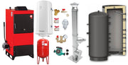 Pachet Centrala pe combustibil solid Fiama D2-60 Putere 70 kW, cu Ventilator si Automatizare, Puffer 1000 litri, Cos inox, Boiler Termoelectric, Pompa, Vas Expansiune si Fitinguri