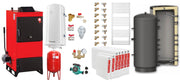 Pachet Centrala pe combustibil solid Fiama D2-60 Putere 70 kW, cu Ventilator si Automatizare, Puffer 1000 litri, Radiatoare Otel, Boiler Termoelectric, Pompa, Vas Expansiune si Fitinguri