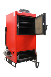 Pachet Centrala pe combustibil solid Fiama D2-60 Putere 70 kW, cu Ventilator si Automatizare, Puffer 1000 litri, Cos inox, Radiatoare Otel, Boiler Termoelectric, Pompa, Vas Expansiune si Fitinguri