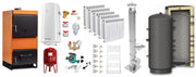 Pachet Centrala pe combustibil solid Fiama W 25 kW, Puffer 800 litri, Cos Inox, Calorifere aluminiu Fornello Alvo, Boiler Termoelectric, Vas Expansune, Pompa si Fitinguri Montaj
