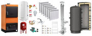 Pachet Centrala pe combustibil solid Fiama W 35 kW, Puffer 1000 litri, Cos inox, Calorifere aluminiu Fornello Alvo, Boiler Termoelectric, Vas Expansune, Pompa si Fitinguri Montaj
