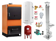Pachet Centrala pe combustibil solid Fiama W 45 kW, Cos inox, Boiler Termoelectric, Vas Expansune, Pompa si Fitinguri Montaj