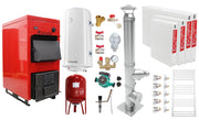 Pachet Centrala pe combustibil solid Fornello Eco Energy WB 25 kW, Cos Inox, Radiatoare Otel, Boiler Termoelectric, Vas Expansune, Pompa si Fitinguri Montaj