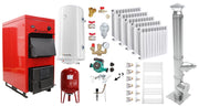 Pachet Centrala pe combustibil solid Fornello Eco Energy WB 25 kW, Cos Inox, Calorifere Aluminiu Fornello Alvo, Boiler Termoelectric, Vas Expansune, Pompa si Fitinguri Montaj